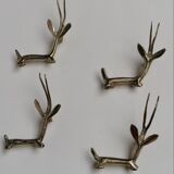 4 brass gazelle animal knife holders