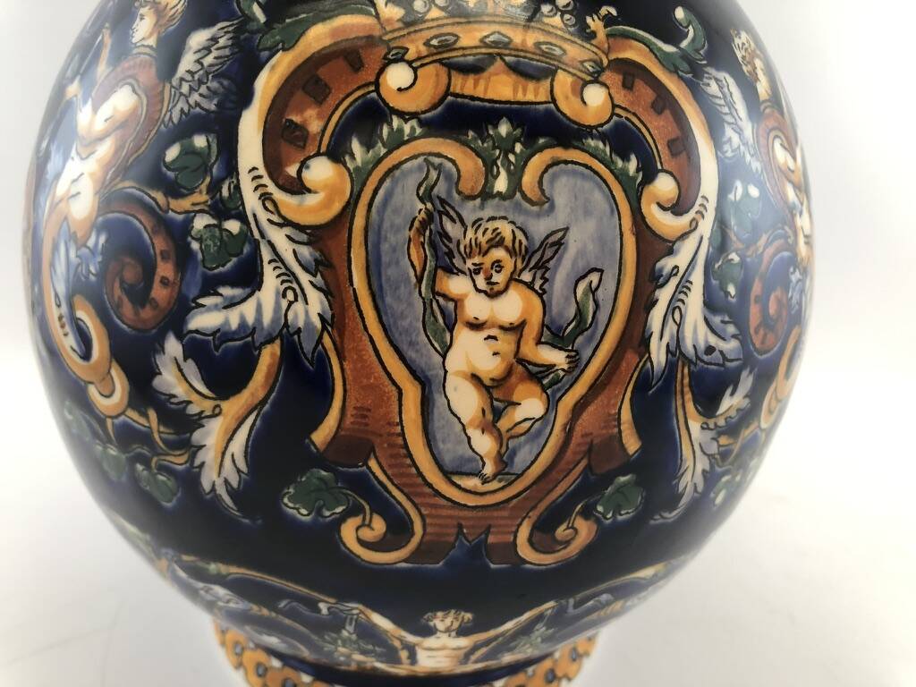 Grand pichet en faïence bleue de Gien – Modèle Renaissance