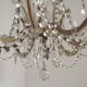 Mid-Century Brass Glass & Crystal Maria Theresa Style 8 Arm Chandelier 5446
