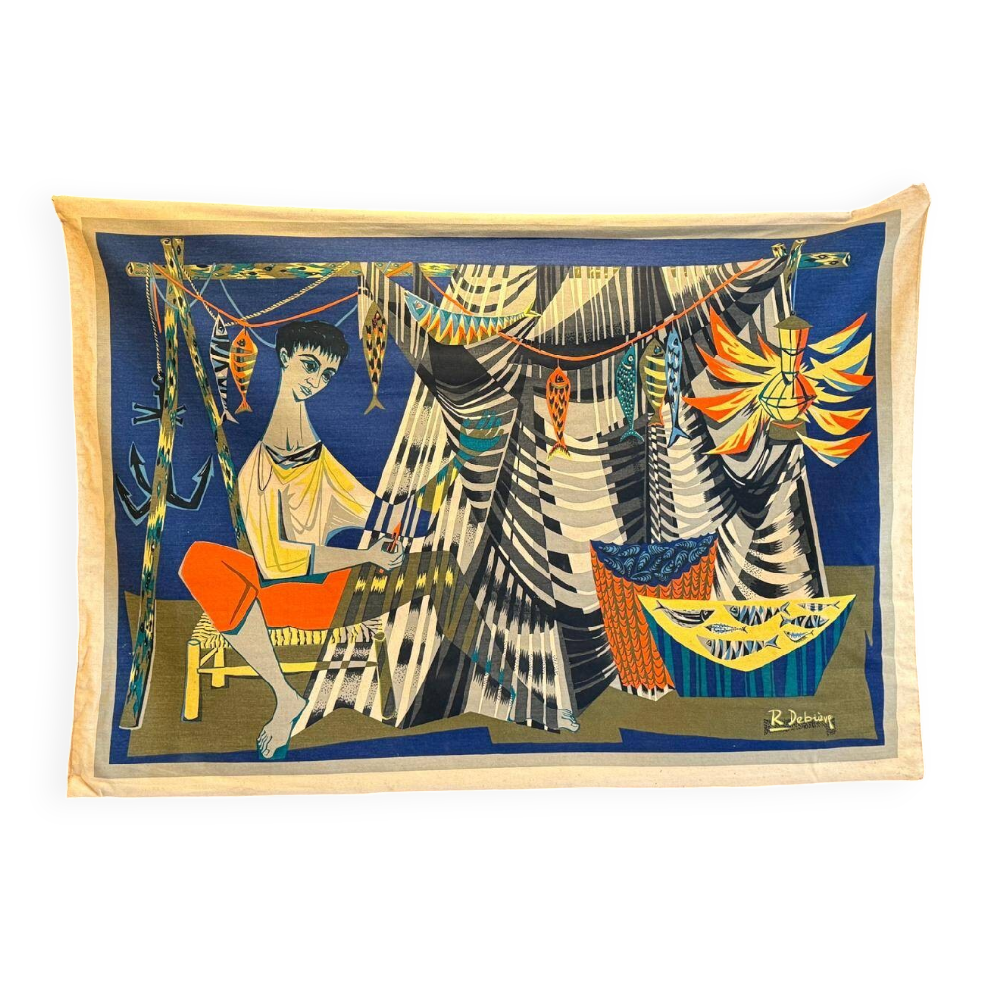 Tapestry "The Net Mender" by Robert Debiève.