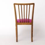 Vintage German Chair – 1950s Beech Wood – Magenta Upholstery – Mid-Century