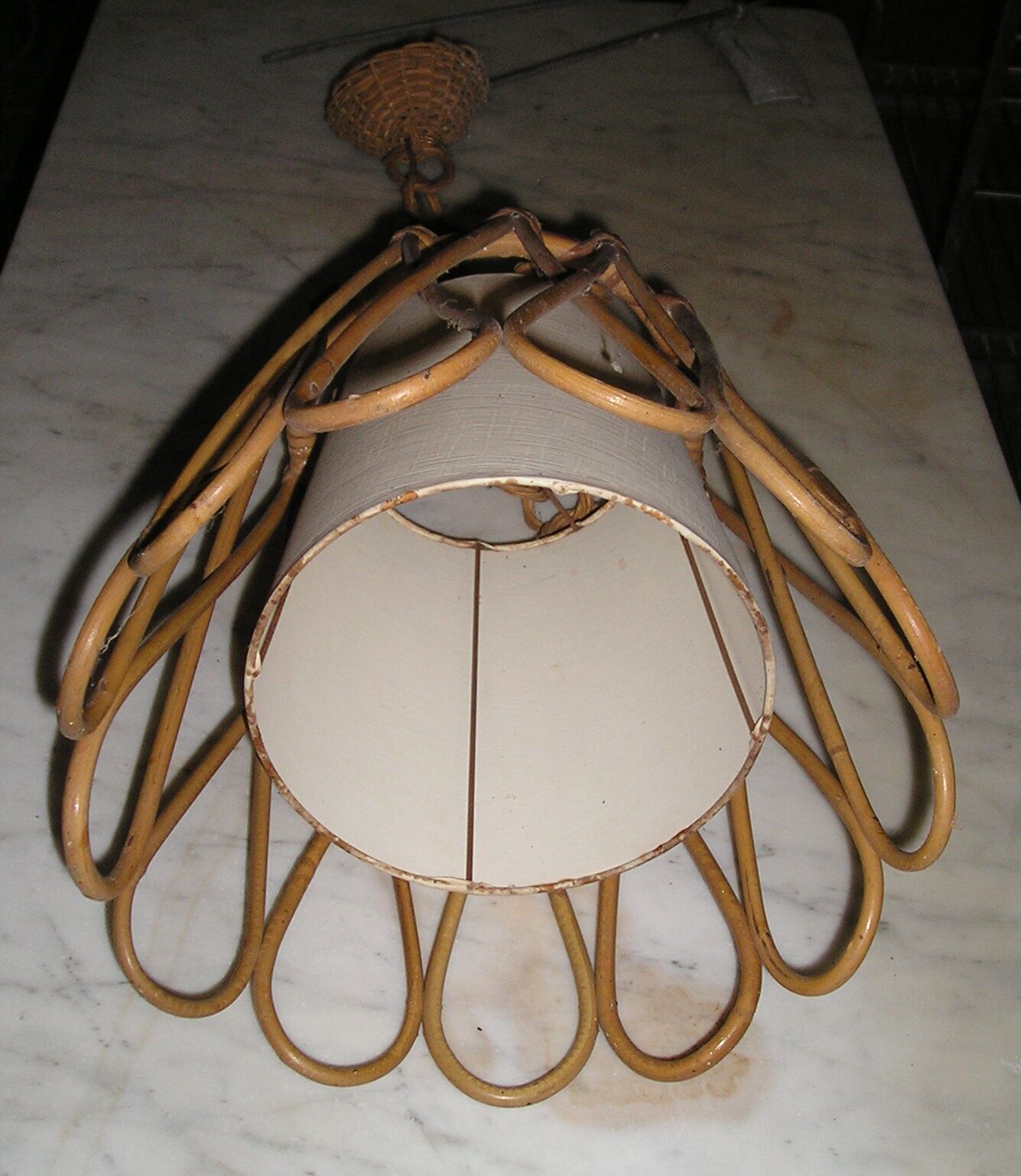 Chandelier hanging Wicker rattan of the years 60/70