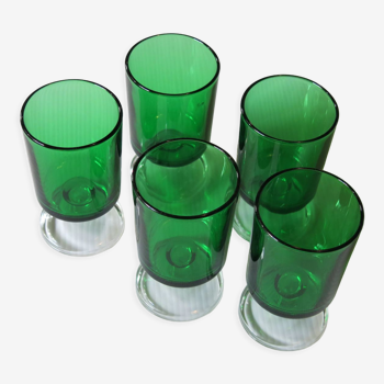 5 verres cavalier de chez Arcoroc vert