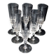 Baccarat series of 6 antique champagne flutes in diamond cut crystal organ stops 19th century.