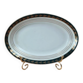 Oval dish Céranord Saint-Amand green & gold