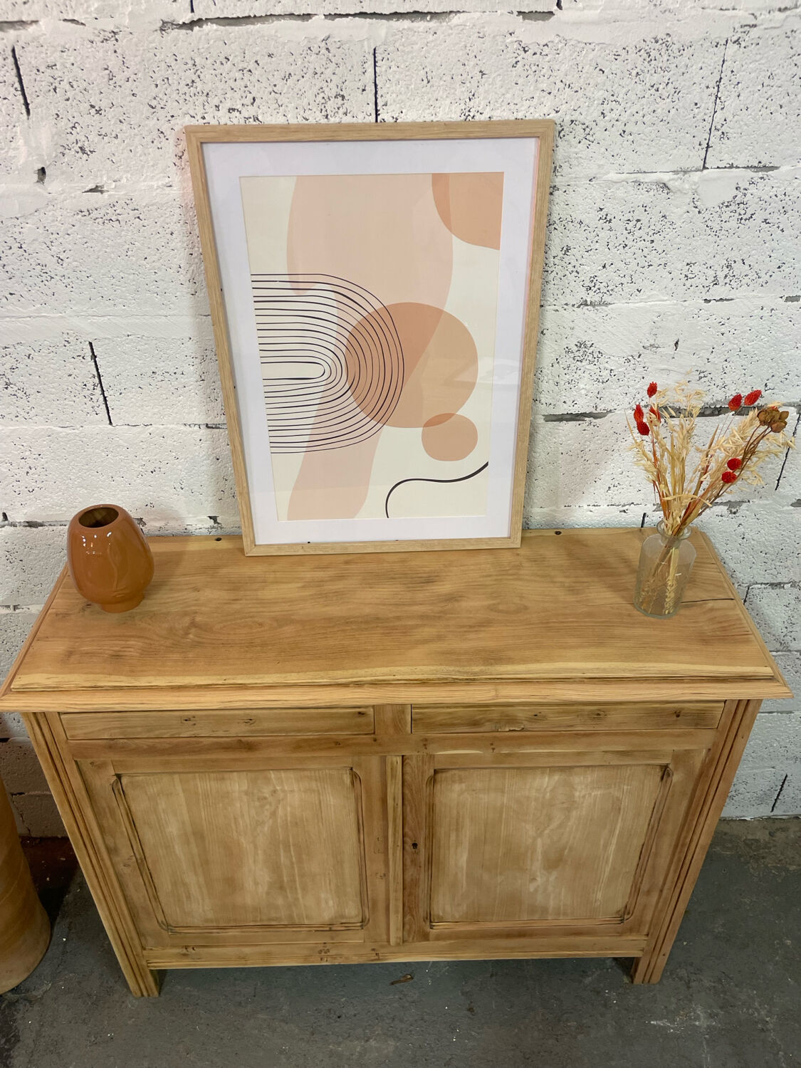 Vintage Parisian buffet in stripped raw wood