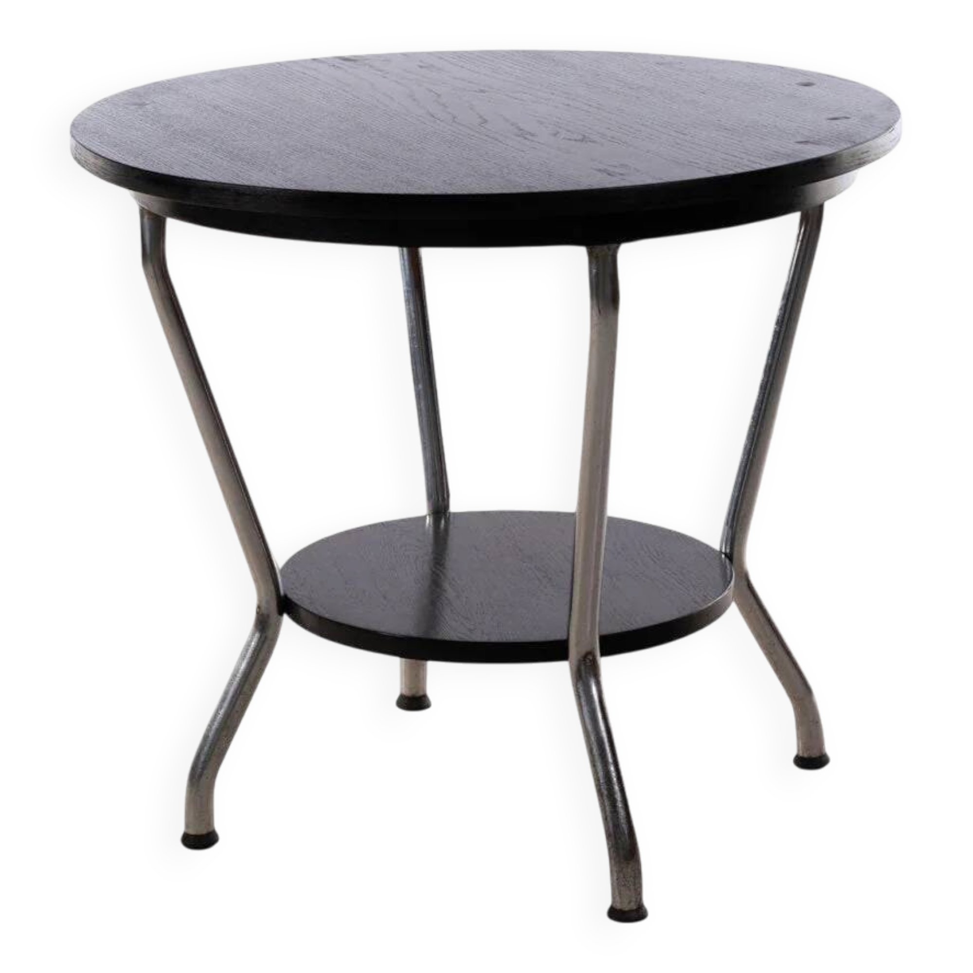 1930s Bauhaus Side Table, Chrome-Plated Steel Tube
