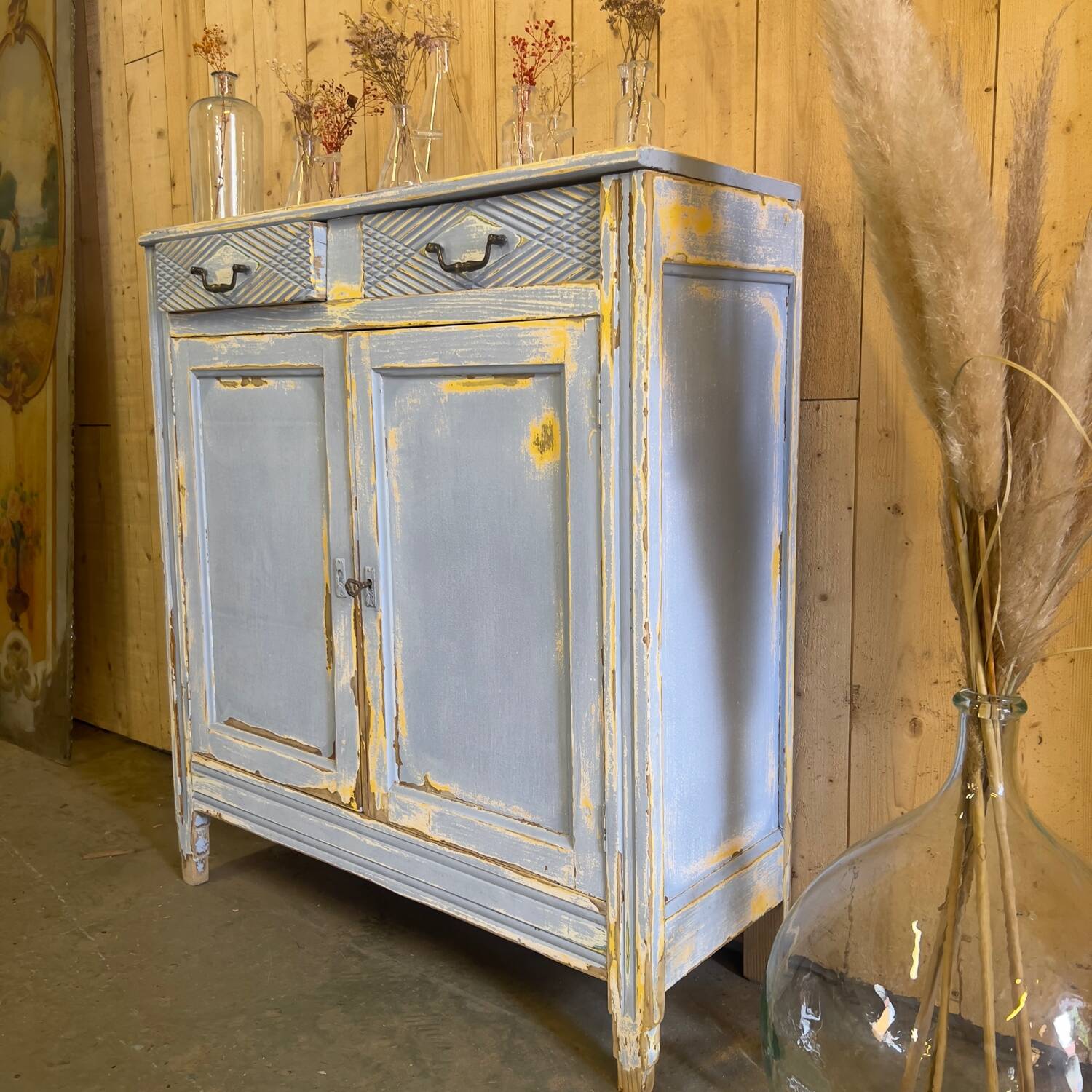 Blue patinated Parisian buffet