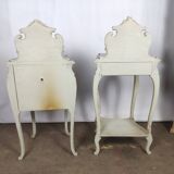 Louis XV white rock bedside pair