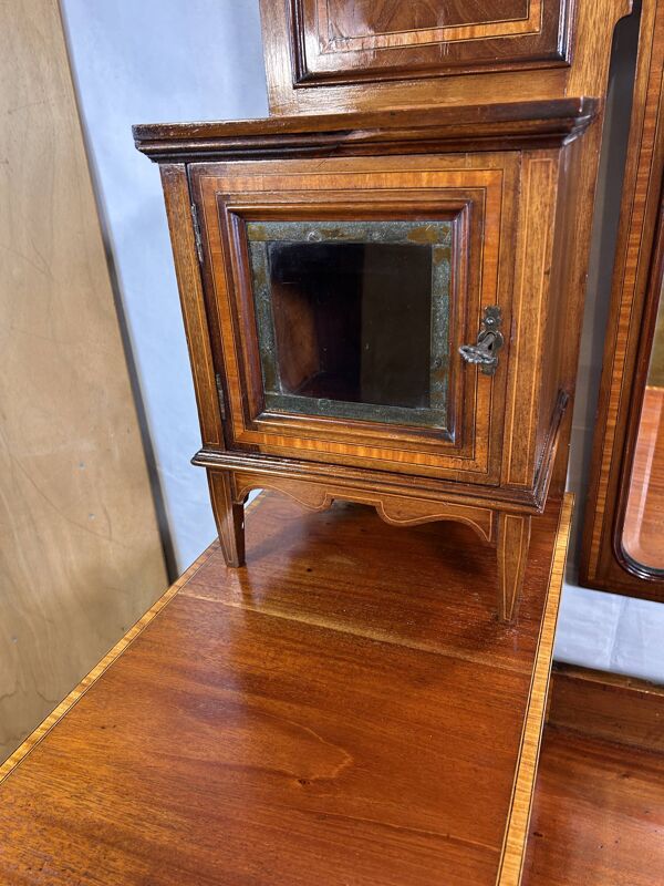 Console d'entrée/coiffeuse vintage édouardienne incrustée – 1900-1910