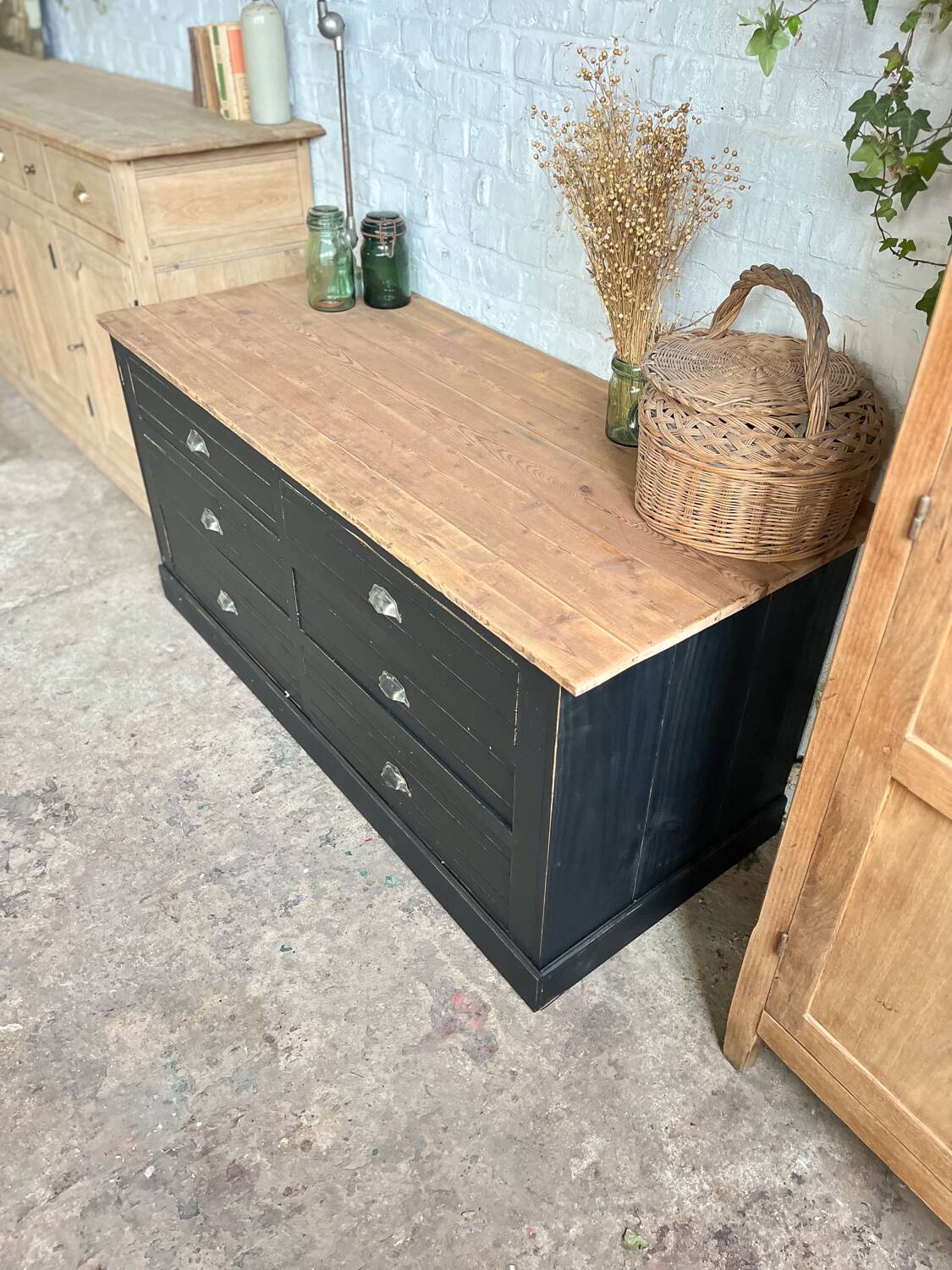 Old trade furniture with black patina