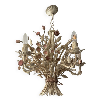 Vintage wrought iron bouquet chandelier from the 50s and 60s
