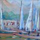Large painting Gouache by Paul PAQUEREAU (1871-1950) "The Regattas"