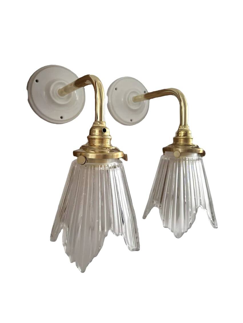 Pair of Art Deco glass wall sconces