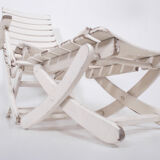 Garden chaise longue with footrest