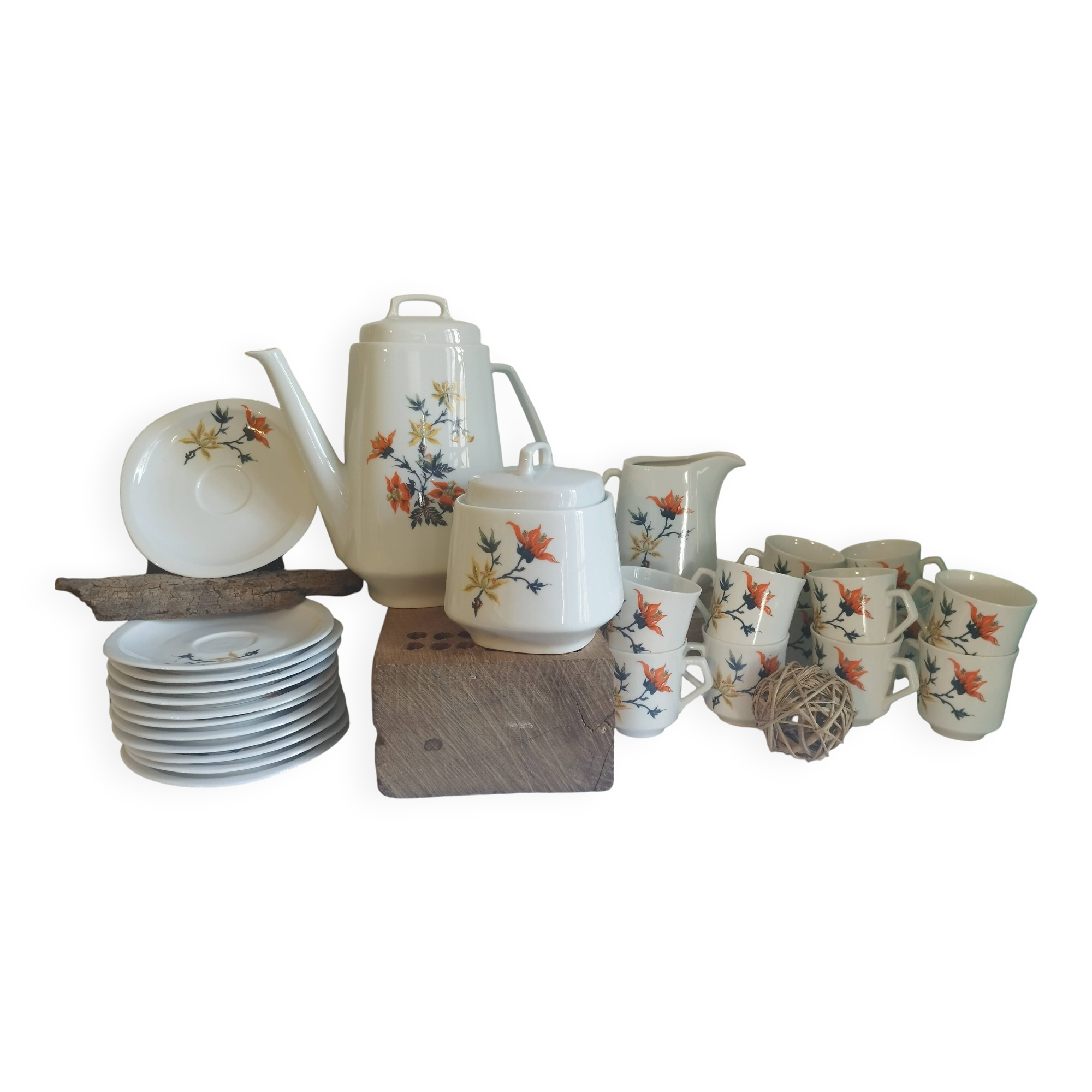 French floral porcelain coffee service