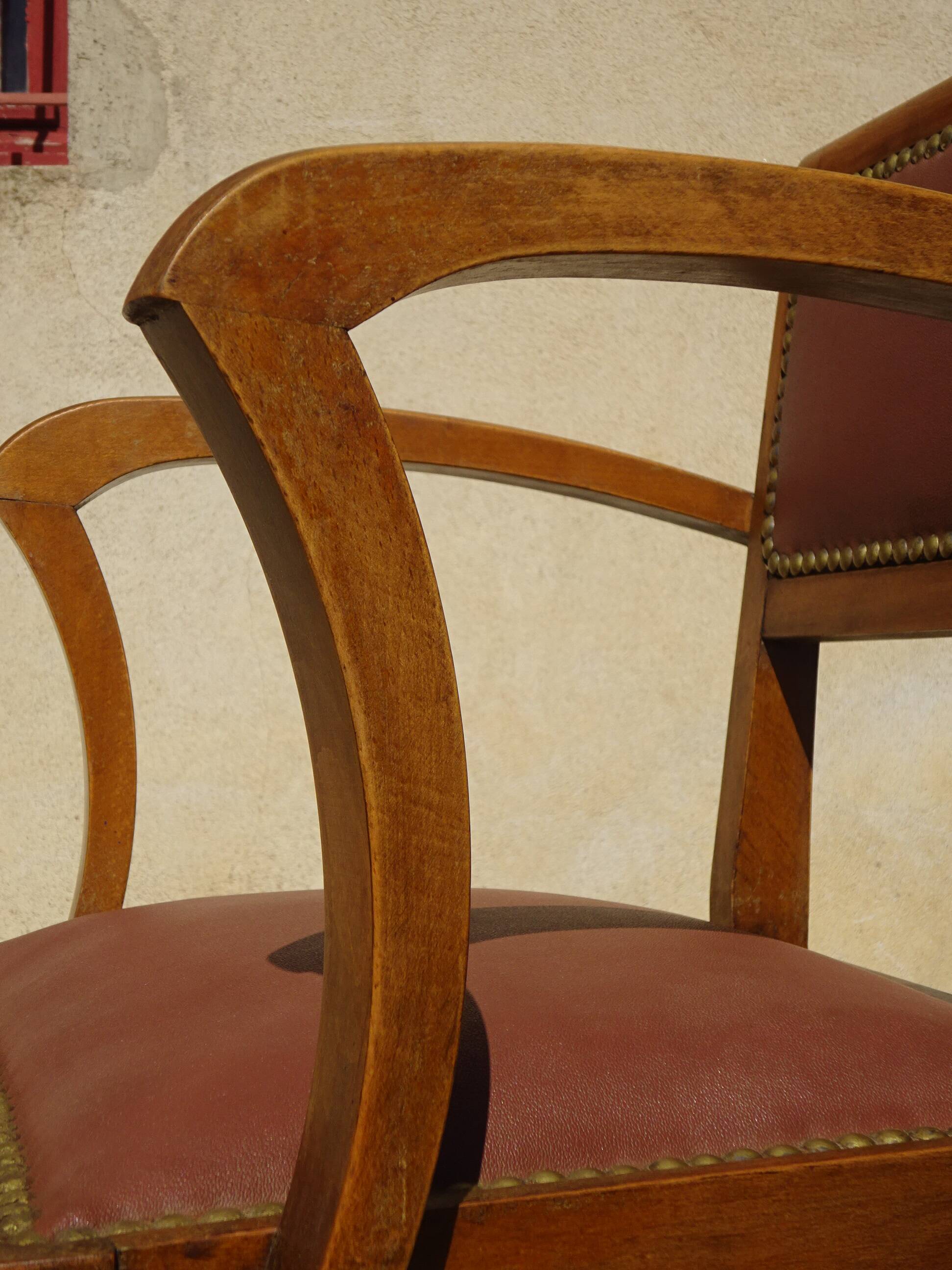 Art Deco bridge chair and 2 matching chairs