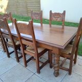 Old oak farmhouse table twisted feet