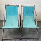 Set of 2 blue sun loungers