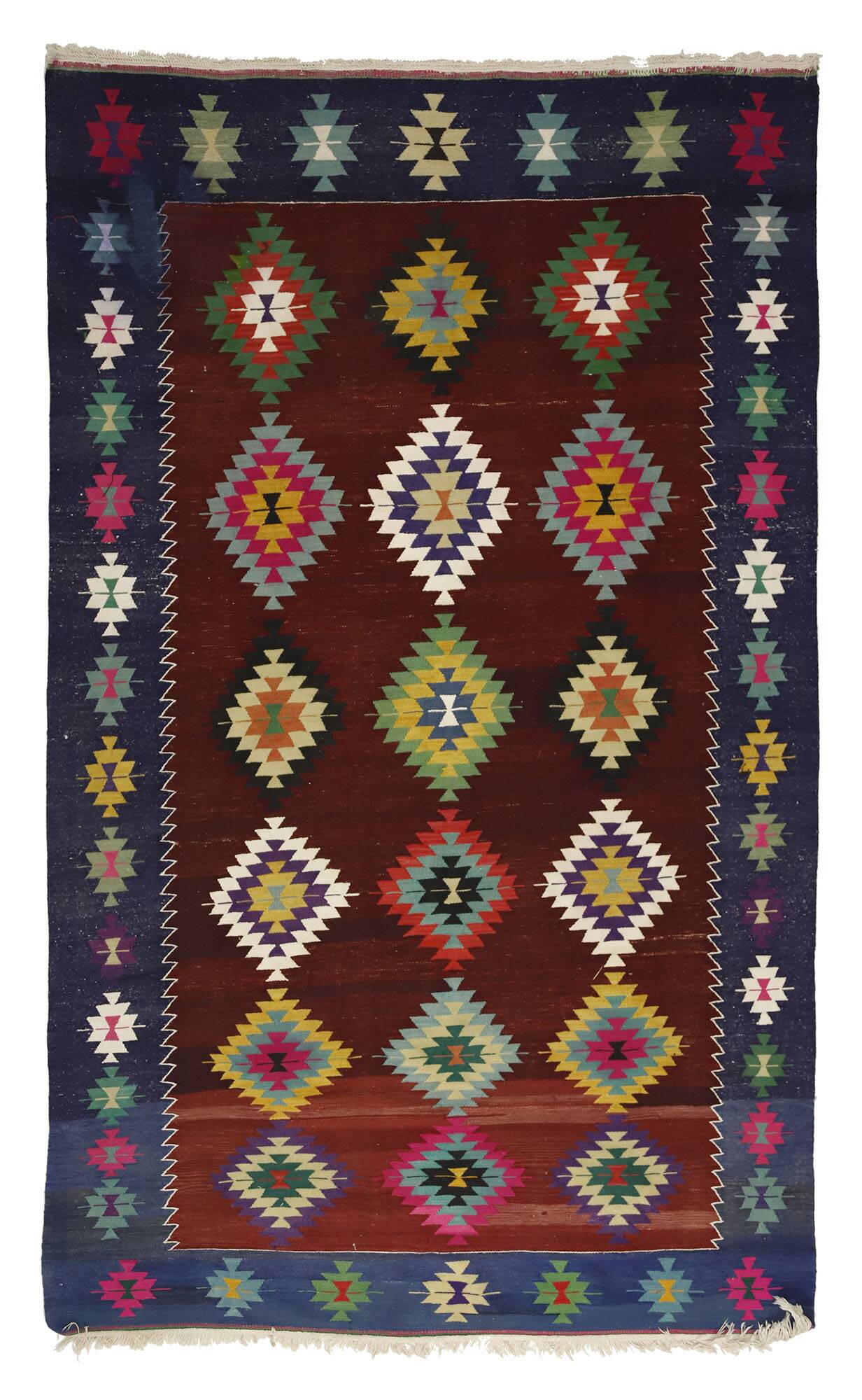 Bohemian style handcrafted vintage rug 185x 290 cm