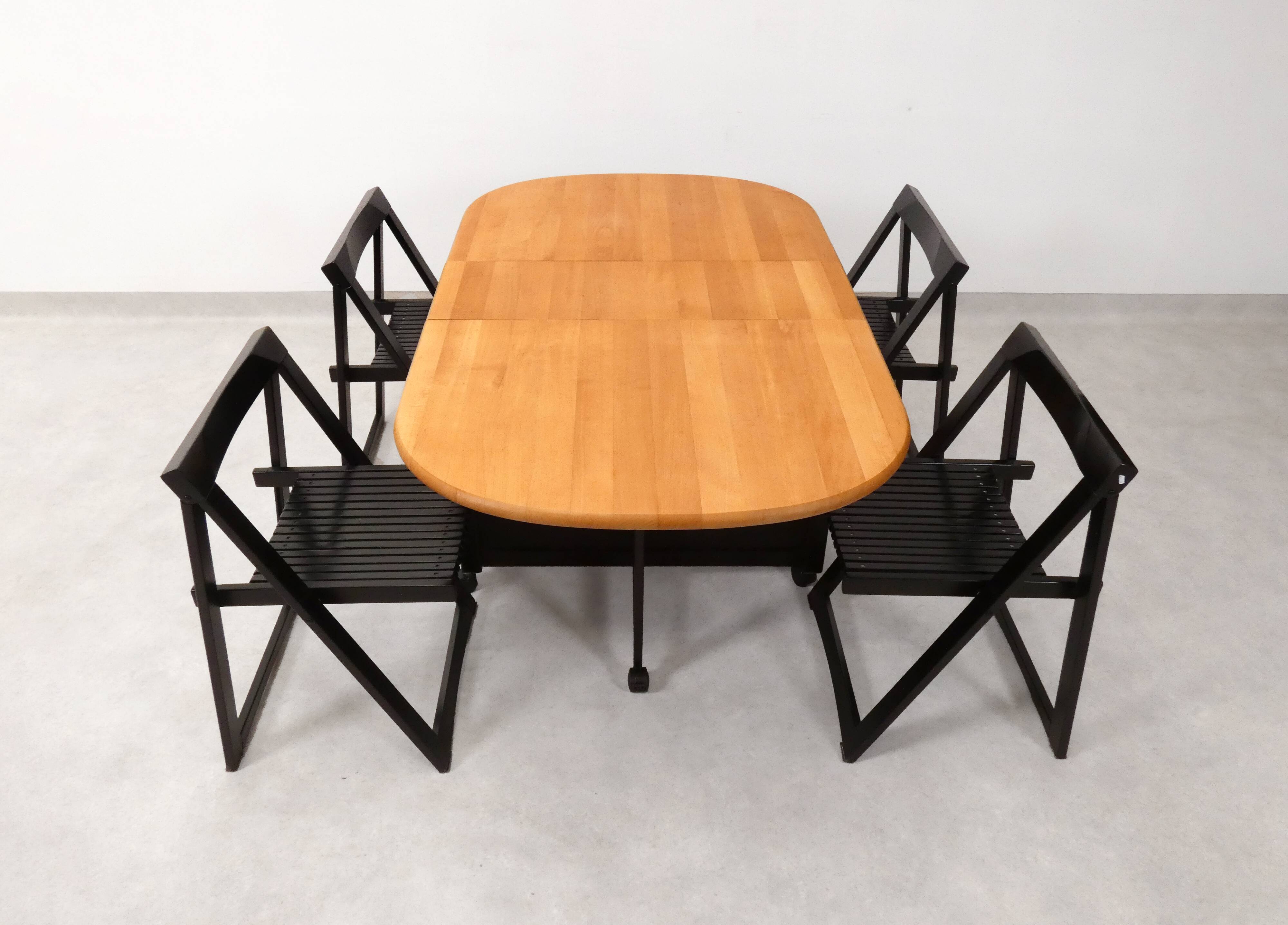 4 Trieste folding chairs with storrage table - Aldo Jacober for A. Bazzani