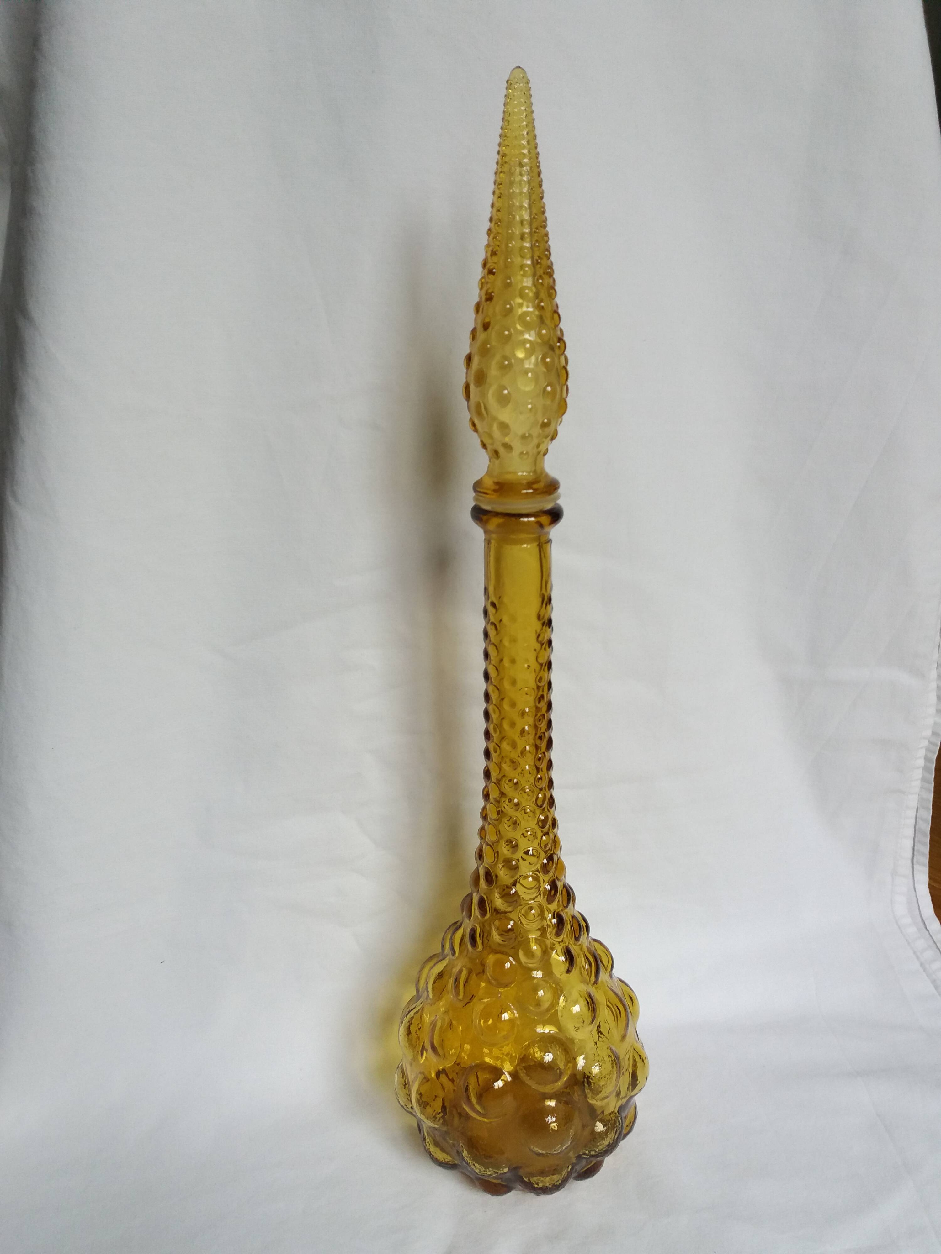 Carafe Empoli Italy Genie bottle in amber glass