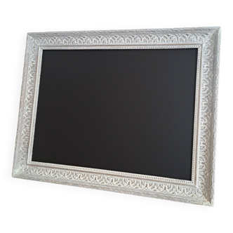 Slate painting with vintage frame and its bleached patina