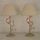 Pair Of French Vintage Metal Table Lamps With Scrolling Leaf Detail
