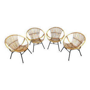 set de 04 fauteuils corbeille