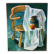 Nature morte sur chaise, signée Miguel Anibal 98