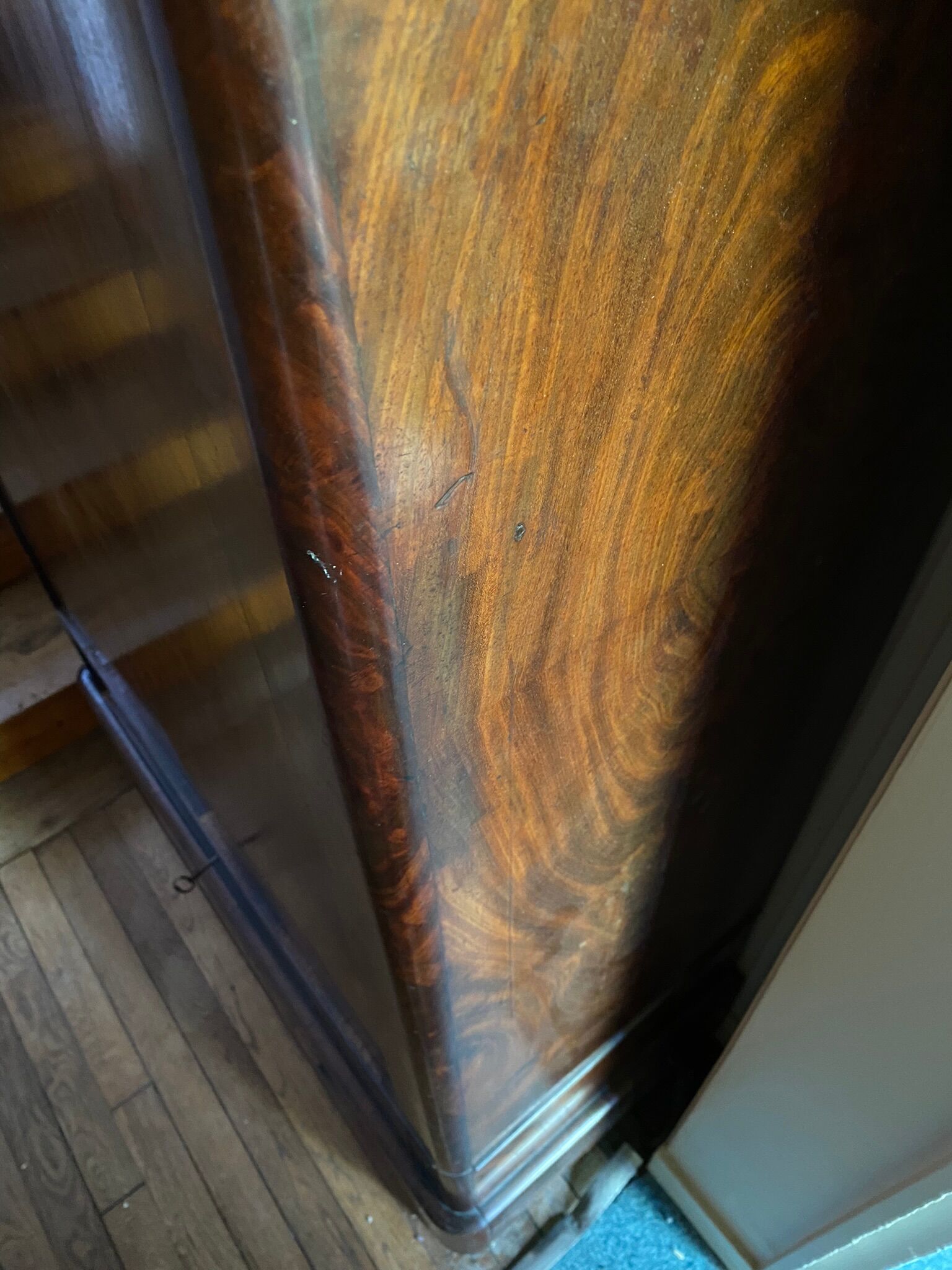 Vintage mahogany wardrobe with large low drawer