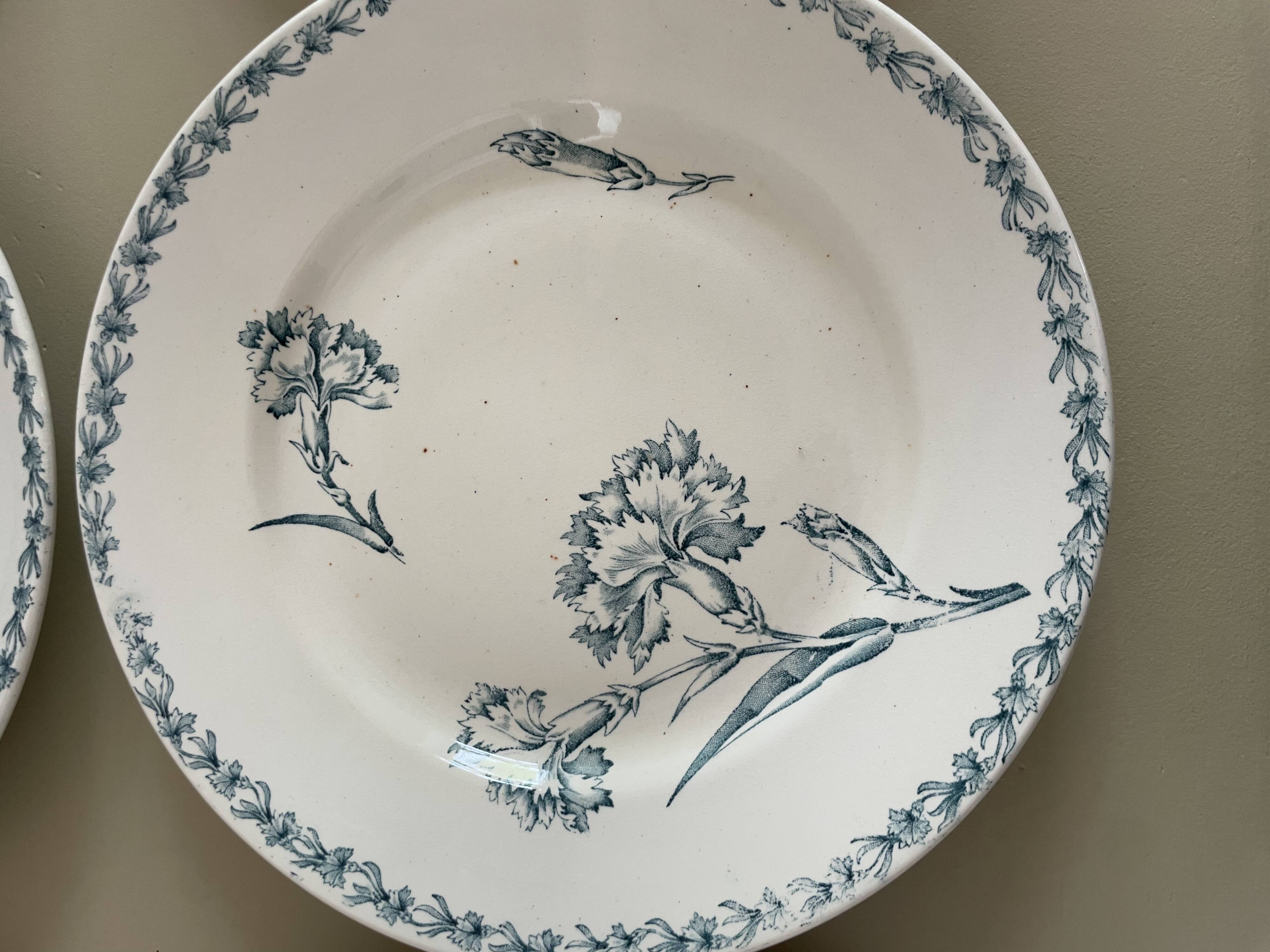 Set of 10 Lunéville ironstone soup plates, Oeillet model