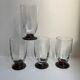 Set of 4 small glasses / flutes with purple feet art deco 30s
