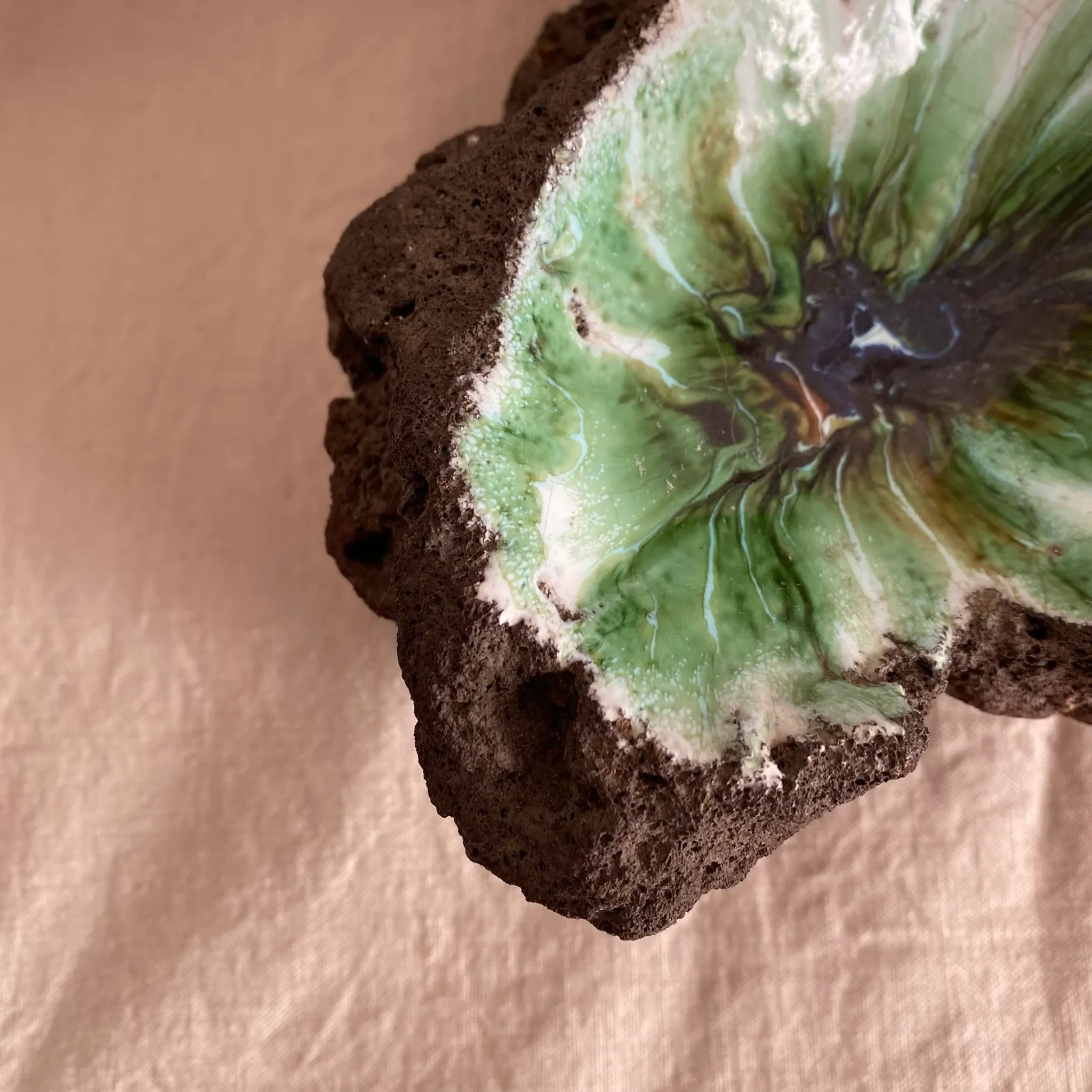 Lava stone enamelled catchall, 1970s