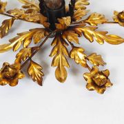 Medium size gilded floral flush mount light, Germany 1960s