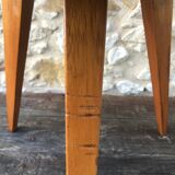Vintage round coffee table, oak tripod legs circa 60