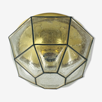 Labelled Mid-Century Glass Flushmount / Wall Light from Limburg, Germany, 1960s