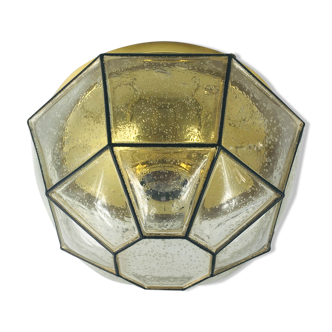 Labelled Mid-Century Glass Flushmount / Wall Light from Limburg, Germany, 1960s
