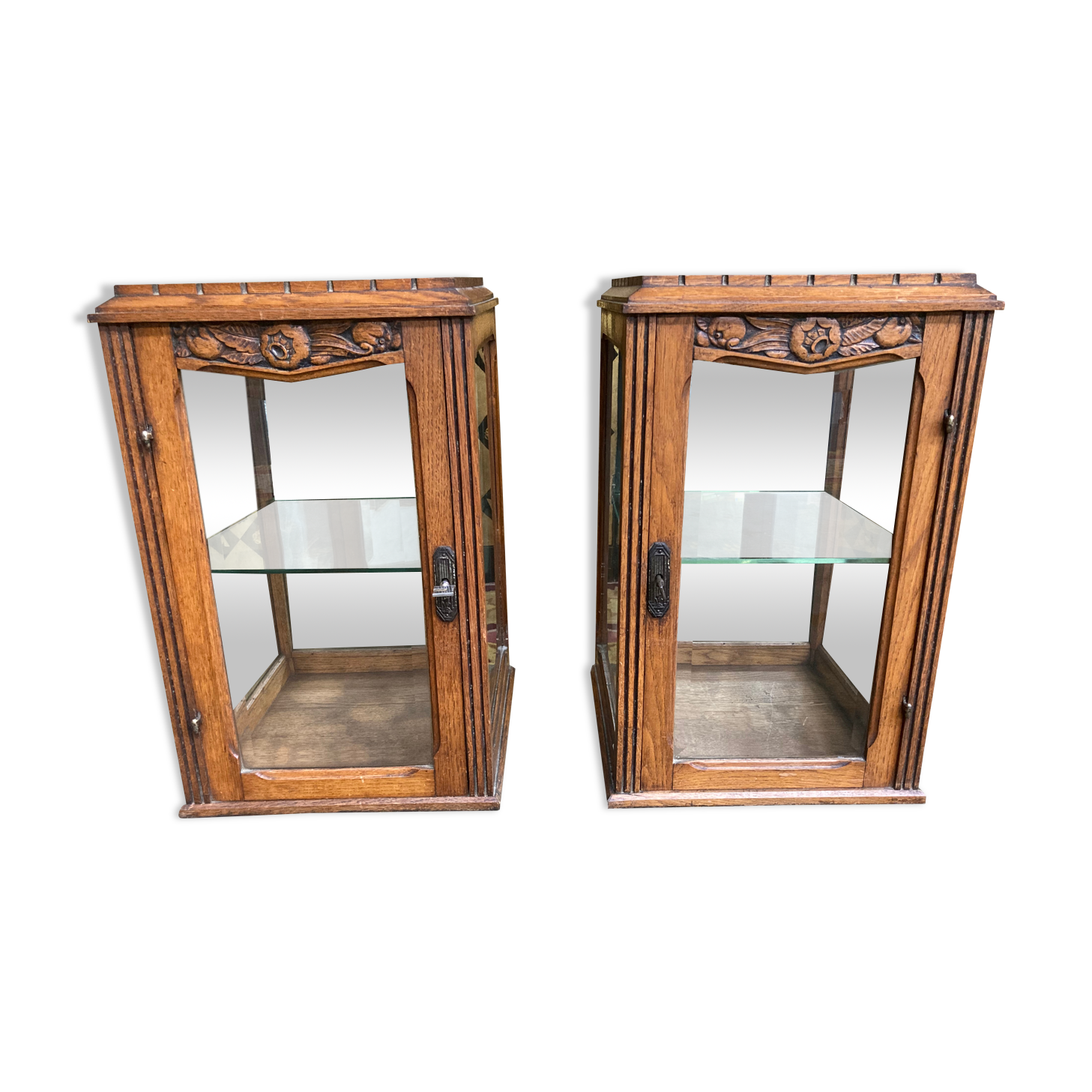 Pair of art deco showcases