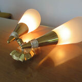 Double wall lamp in perspex and gold metal 50s 60s
