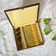 Set of 12 small bakelite and brass dessert spoons vintage tableware ACC-7079