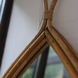 Vintage teardrop rattan mirror