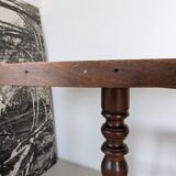 Table d'appoint ronde, pied en chêne tourné