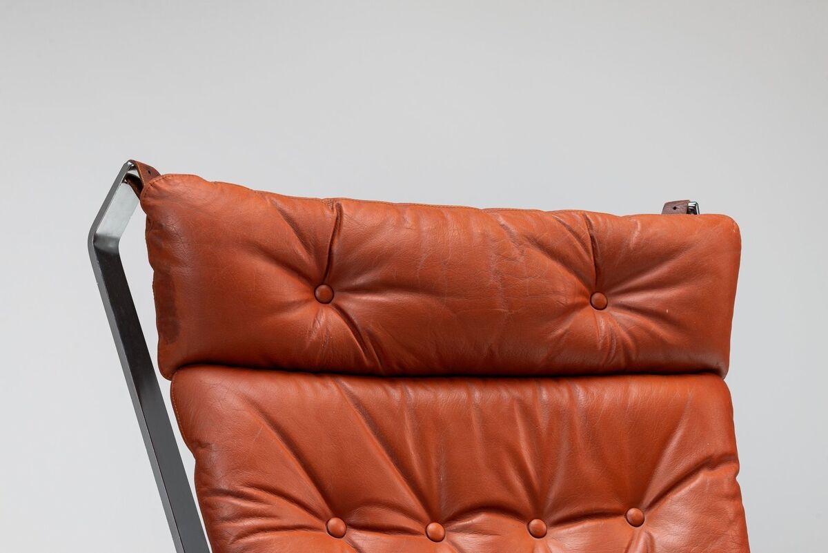 Sigurd Ressell Falcon lounge chair leather and metal Vatne Norway 1970