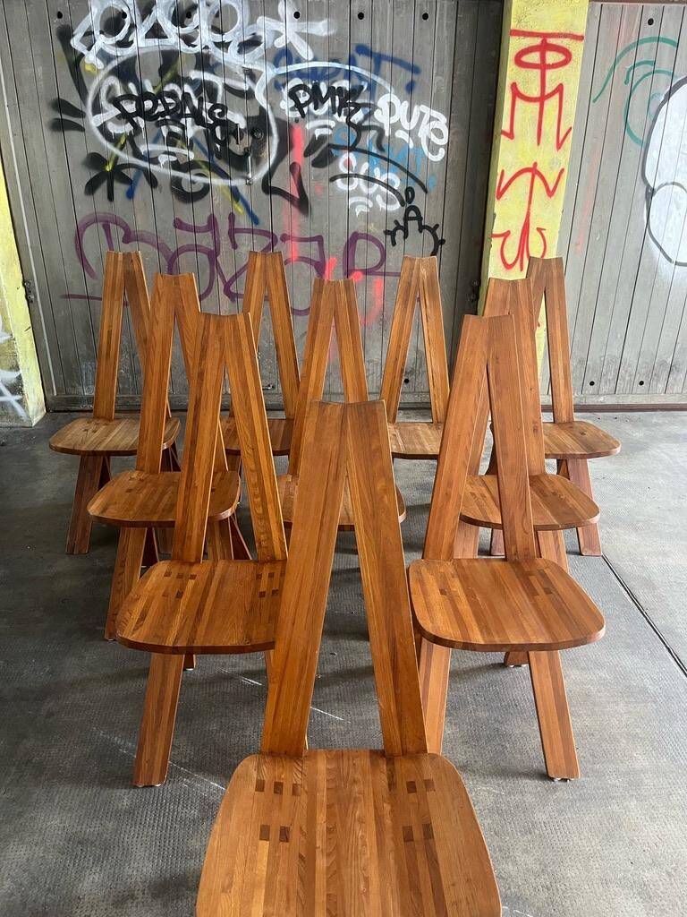 Chaises S45 Pierre Chapo vintage orme massif 1970
