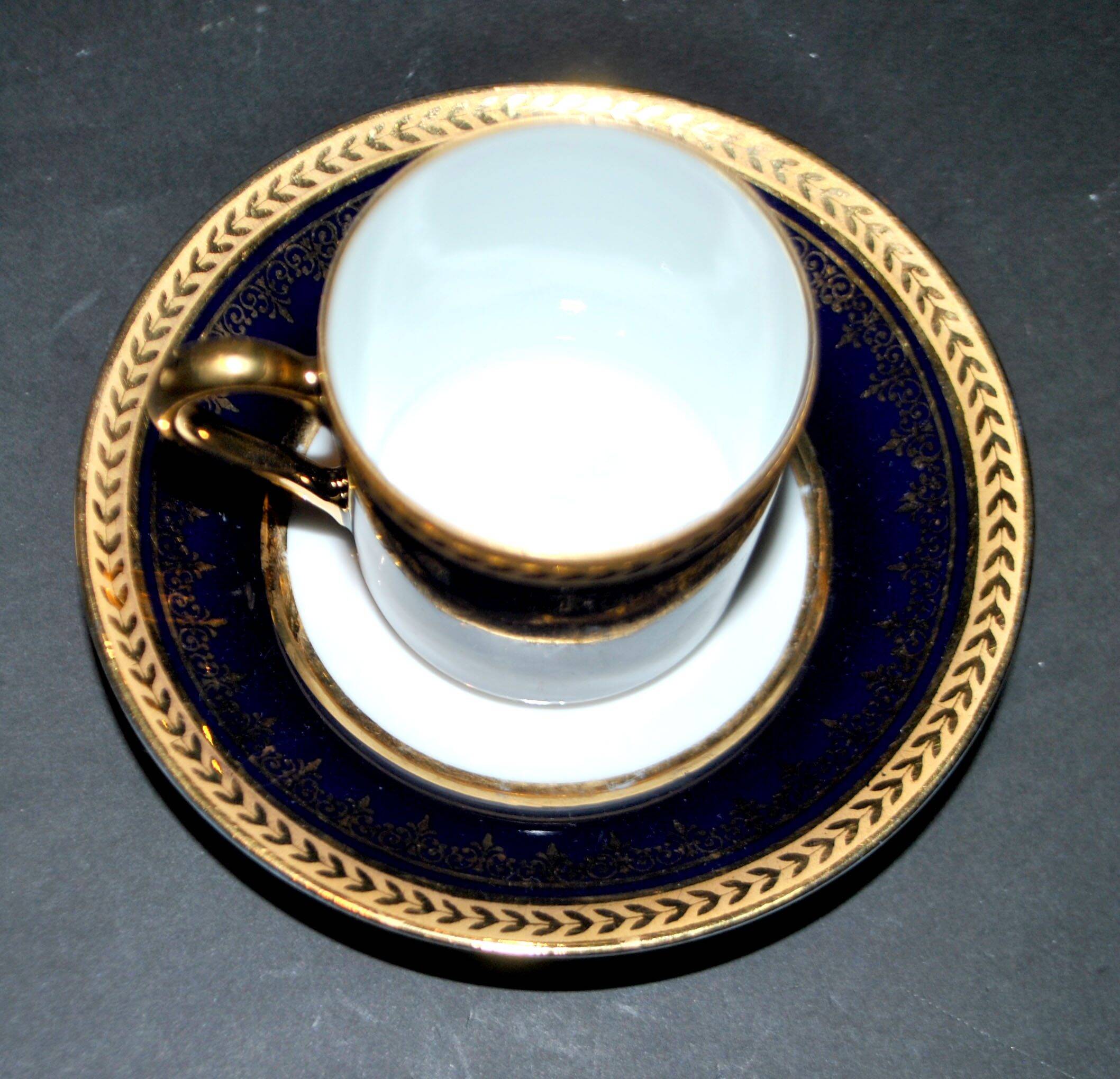 Limoges DC cobalt blue and gold porcelain litron coffee cup