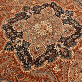 1960s Antique Red & Navy Blue Classic Persian Rug, 287x386Cm