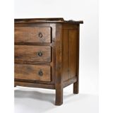 Commode à trois tiroirs en orme teinté