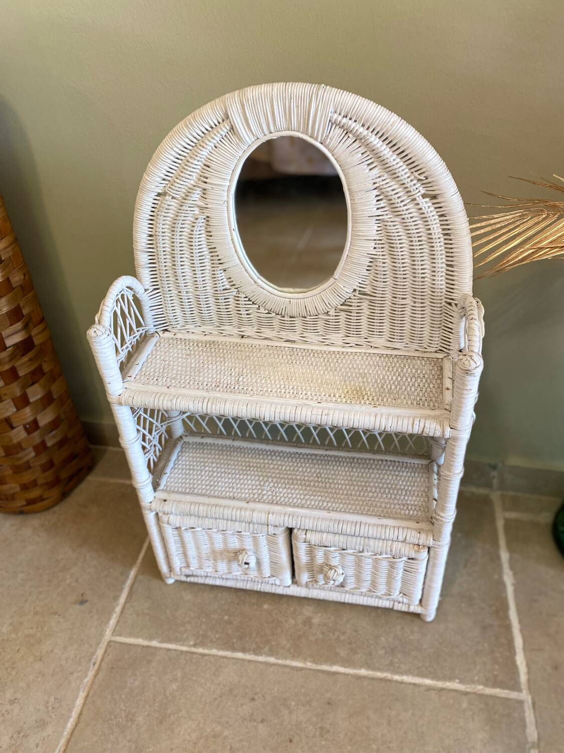 Vintage wicker shelf