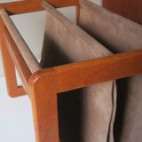 Aksel Kjersgaard teak and suede leather magazine rack 1960
